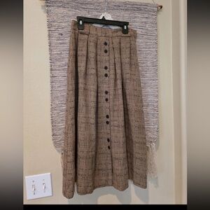 Norton McNaughton Tan Button-Front A-Line Skirt
